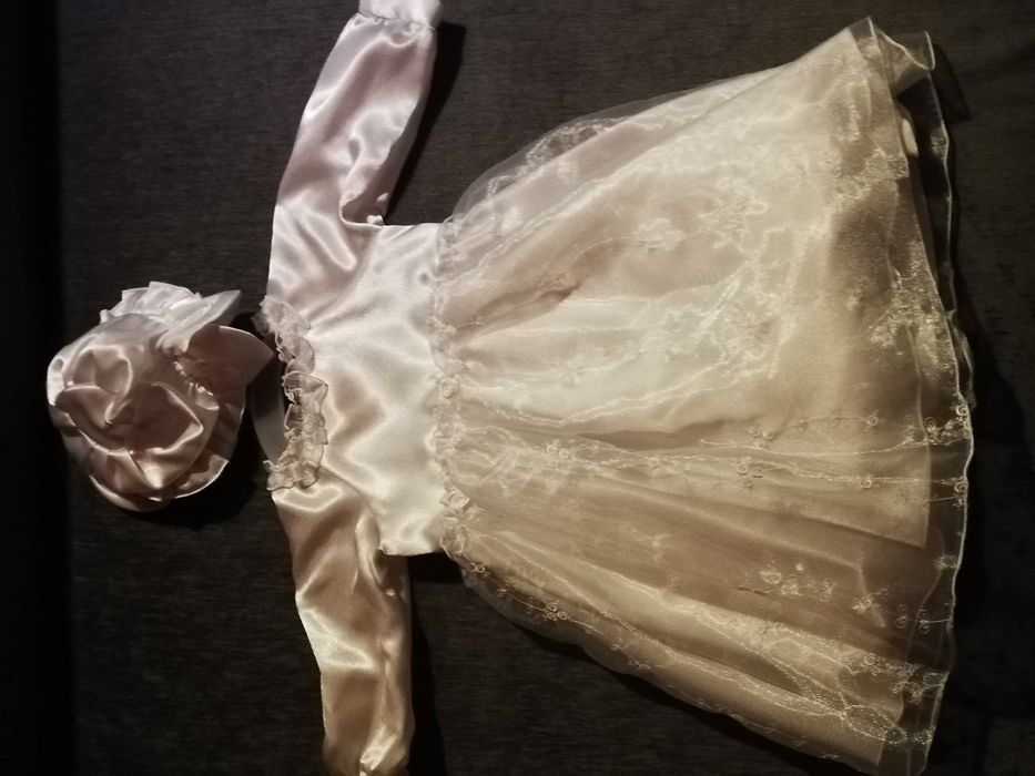 Komplet do chrztu+plaszczyk+czapeczka+sukienka