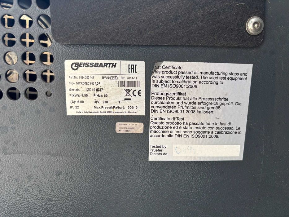 Wyważarka do kół BEISSBARTH Microtec MT 885 ADP PNEUMATYCZNY DOCISK WINDA Laser Automatyczna!