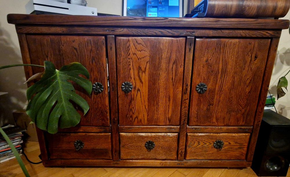 Komoda dębowa, ręcznie robiona – lite drewno, unikat