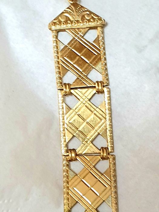 Fantástica antiga chatelaine de relógio de bolso com plaque de ouro