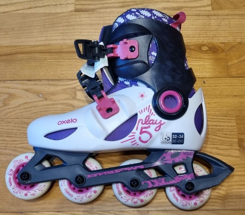 rolki Oxelo, rozmiar 32-34, regulowane, Decathlon