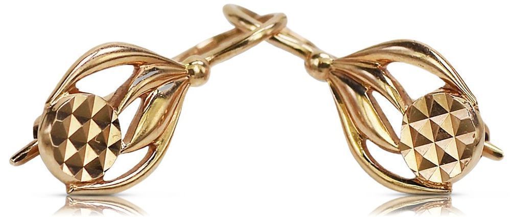 Kolczyki różowe złoto listki 14k 585 ZSRR Vintage ven051 Poznań