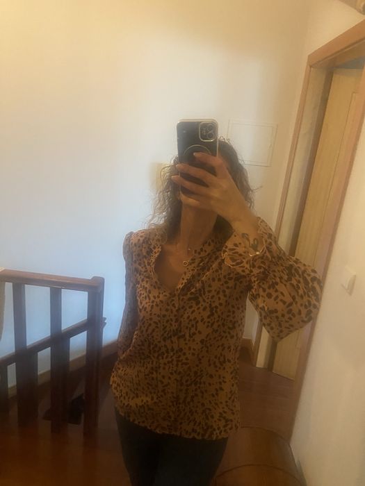 Blusa rosa velho com castanho tamanho M