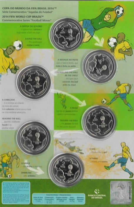 Brasil - - - "Brasil 2014  -  Jogadas do Futebol" - - - - - Moedas