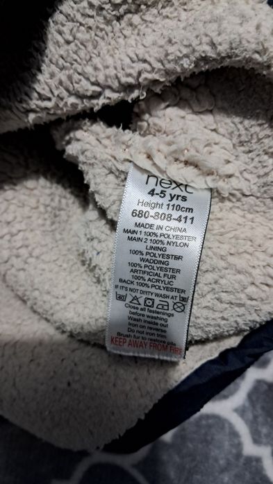 Kurtka zimowa granatowa z kapturem ocieplana Next r ok 110