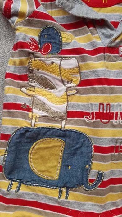 Rampers w paski z kołnierzykiem rozm. 68-74