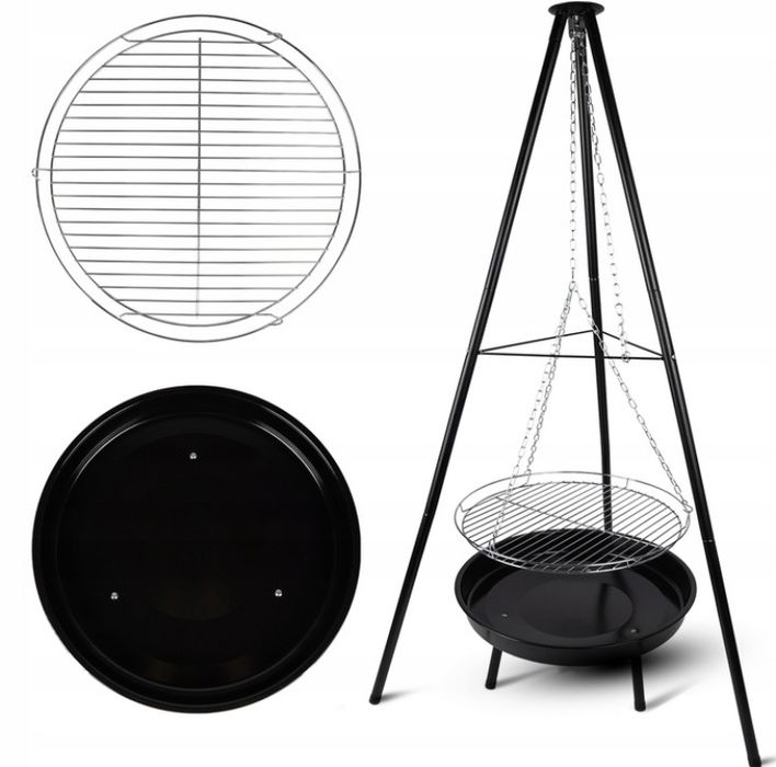 Grill ogrodowy wiszący TRÓJNÓG + palenisko 50 cm XXL