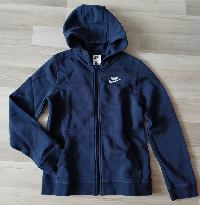 Nike Hoodie Club Unisex Bluza z kapturem granatowa bawełna 146-152cm
