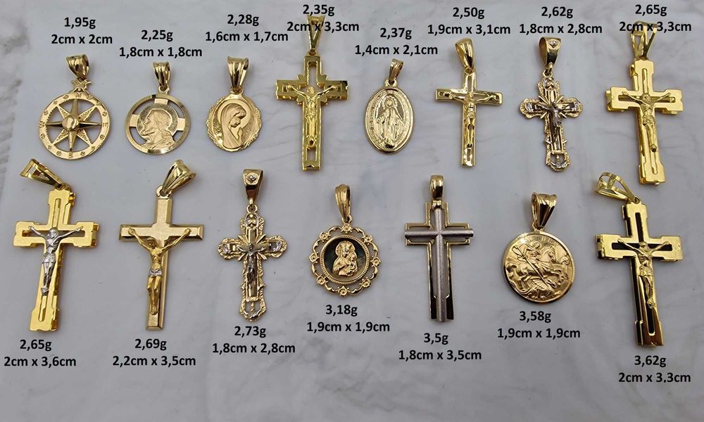 Krzyż 17,02gr złoto próby 585