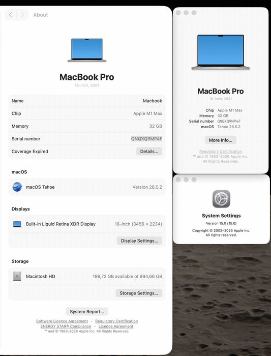 MacBook Pro 16” 2021 — M1 Max / 32 GB / 1 TB SSD