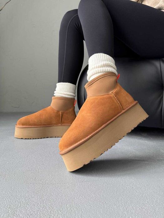Уггі UGG Dipper Mini Beige Classic premium натуральні замша та хутро