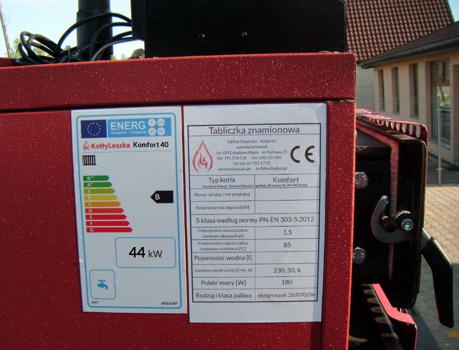 Kocioł piec c.o. 5 klasa KOMFORT 44 kW węgiel groszek kotlyleszka ecodesig
