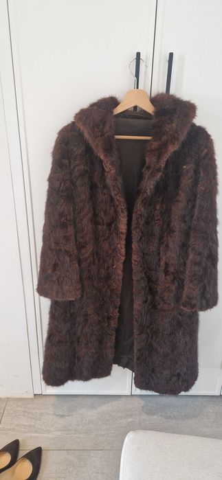 Futro M/L NATURALNE czekoladowe brązowe