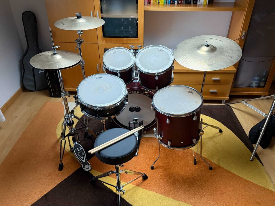 Bateria COMPLETA! Yamaha Stage Custom + Peles profissionais + Pratos