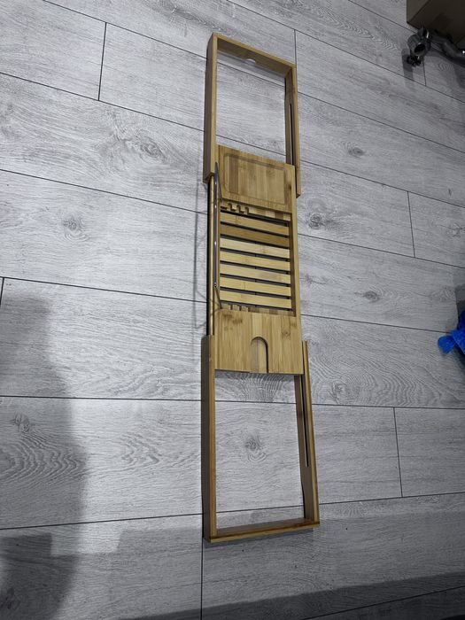 Bambusowa tacka do wanny kieliszek telefon tablet książka nowe