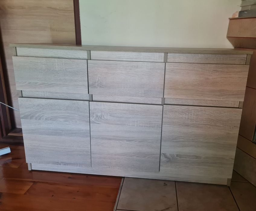 Komoda 120 cm dąb sanoma 3 szuflady 3 szafki z.polkami