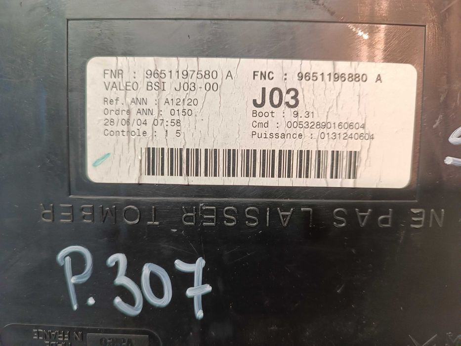 Caixa de Fusiveis / BSI Peugeot 307 9651197580 9651196880