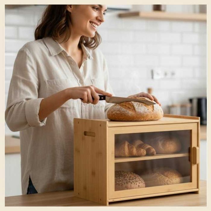 Chlebak bambusowy pojemnik żywność przyprawy półka szafka do kuchni