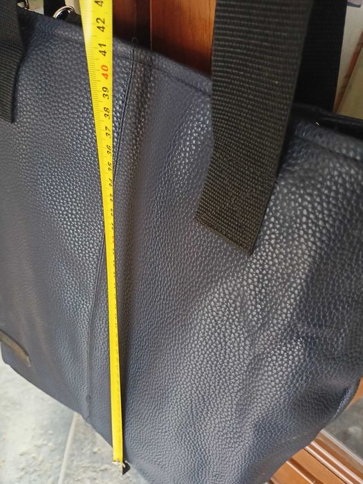 Granatowa duża torba, skóra eko, pod pachę lub na dlugim pasku, nowa