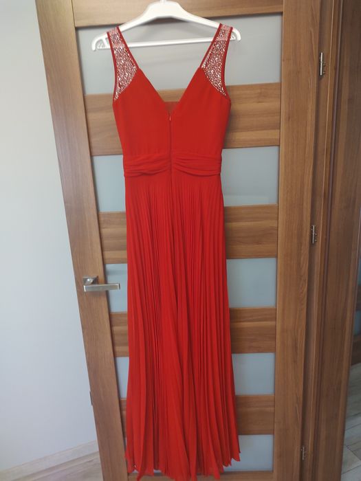 Suknia czerwona plisa 36 okazja studniówka