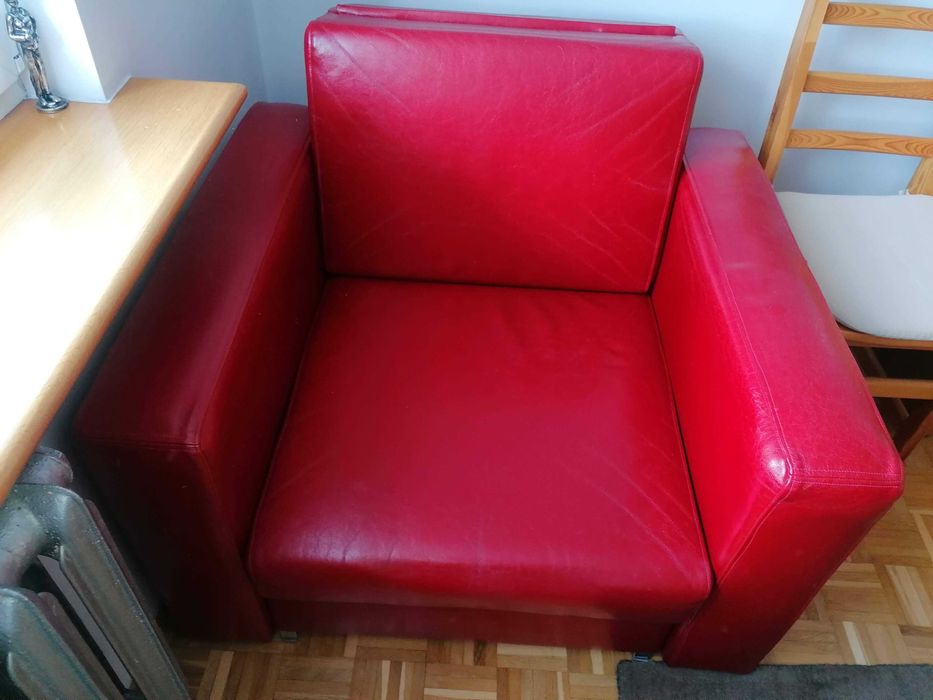 Fotel rozkładany naturalna skóra