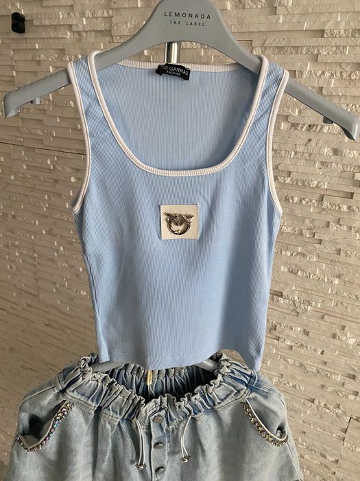 Top prążek baby blue jaskółki