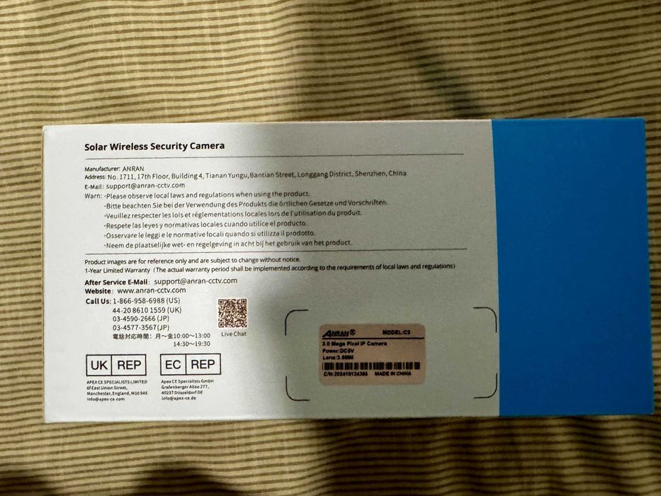 ANRAN 2K Solar Security Cameras Wireless Outdoor/Indoor