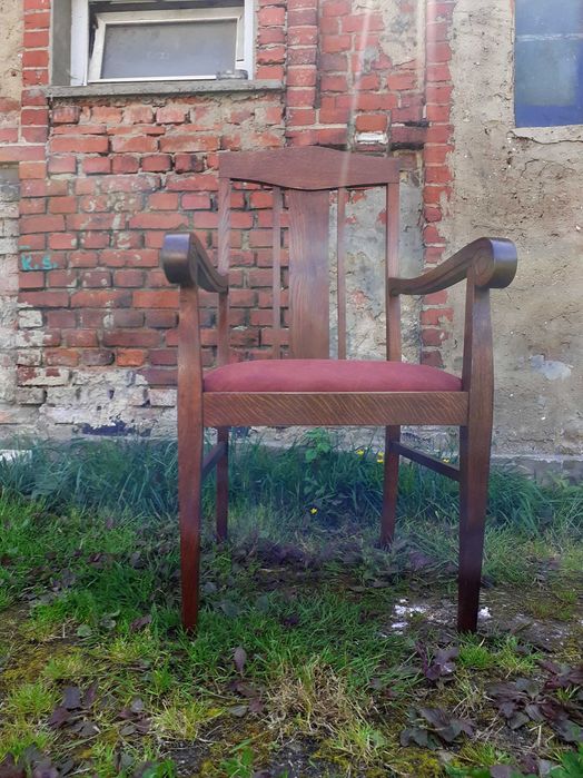Antyczne krzesło tron do biurka dąb po renowacji