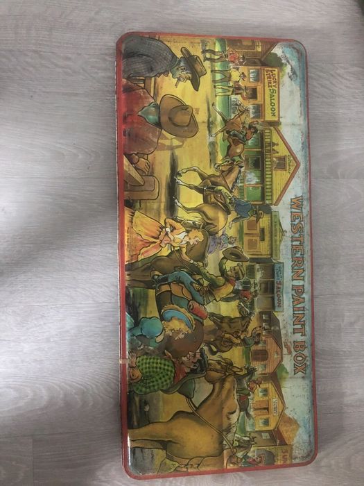 Caixa aguarelas antiga grande western paint box