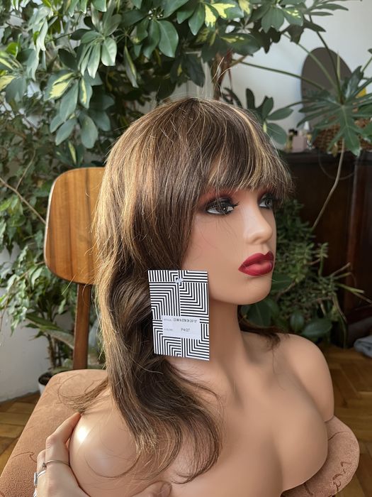 Peruka z grzywka włosy naturalne ludzkie