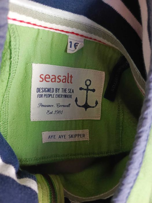 Seasalt Cornwall bluza half zip zielona green organic oversize 44