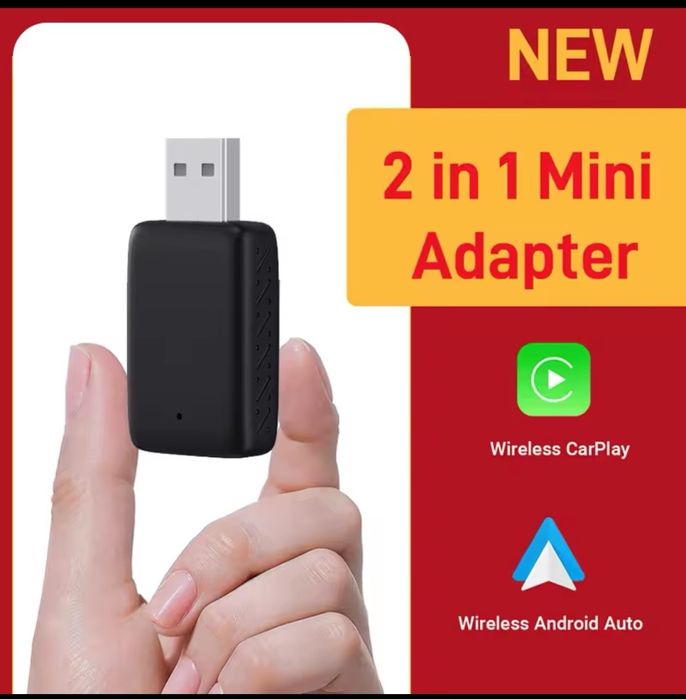 Adapter USB 2w1  android auto/car play przewodowy zmienia na bezprzewo