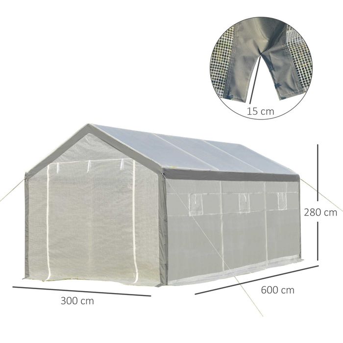 Estufa Alta de 6x3x2,8m com 2 Portas e 6 Janelas – Super Espaçosa!