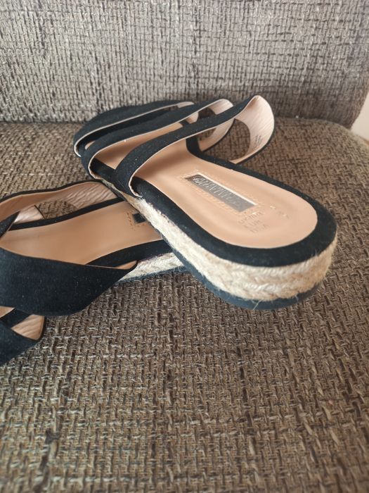 Nowe czarne klapki espadryle eko skóra zamszowa r38 Primark