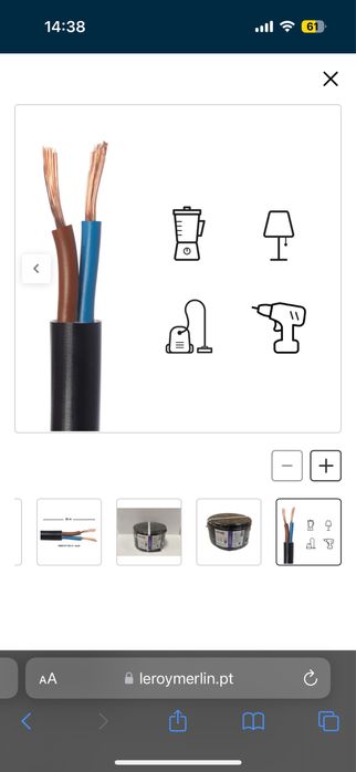 7 metros de Cabo FVV 2x 1,5mm