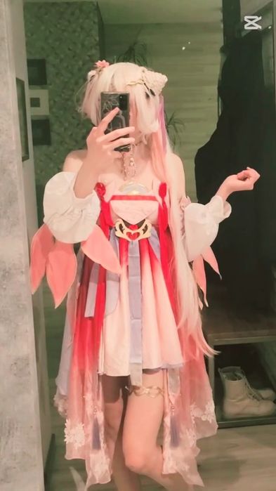 Jinhsi Peach Blossom Cosplay + wig