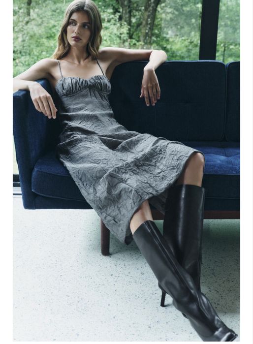 Сукня Zara з корсетним малюнком сіра