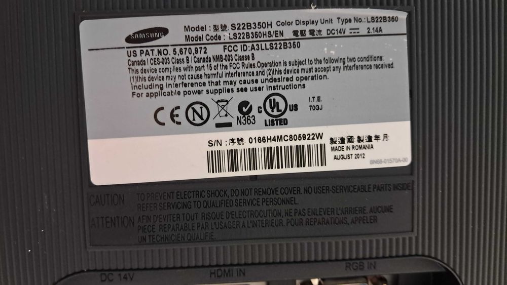 Ecrã pc 22 polegadas