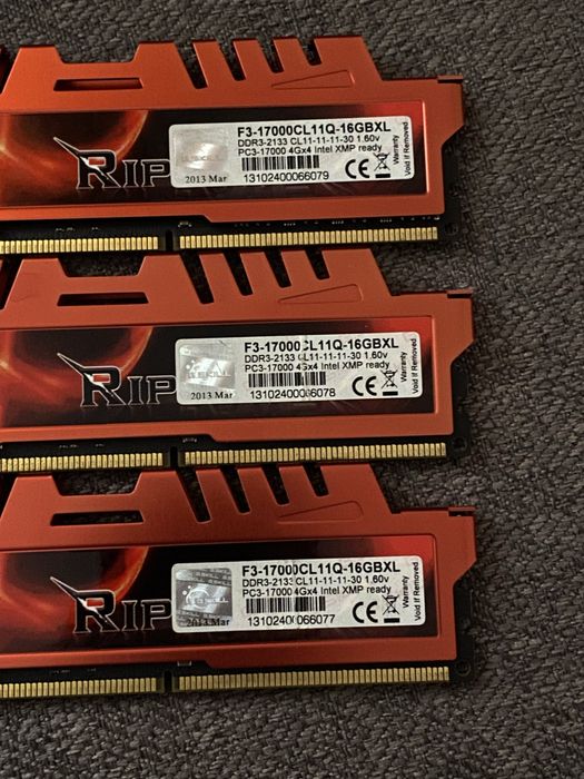 Оперативна памʼять GSKILL RIPJAWSX DDR3 2133 12gb