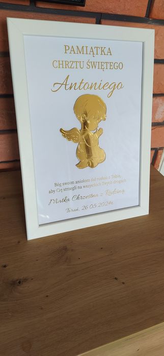 Pamiątka chrztu świętego, prezent, ramka