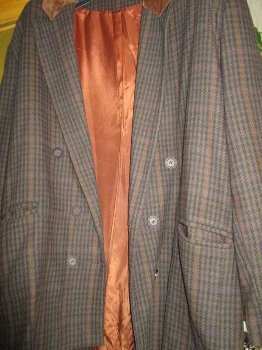 Marynarka w krateczkę z aksamitnym kołnierzem  rozm. XXL