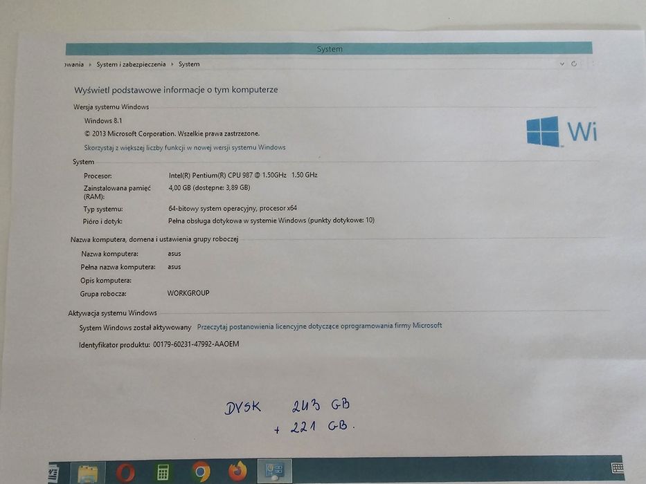 Notebook PC ASUS 11,6 HD SLIM , jak nowy!