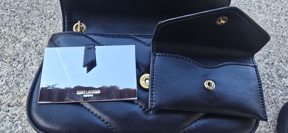 Saint Laurent Paris mala preta em pele