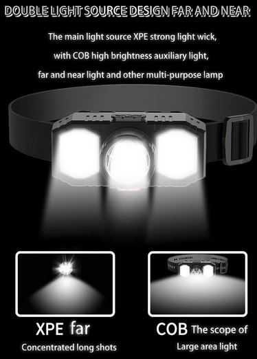Lanterna de cabeça LED - bateria de lítio - NOVA