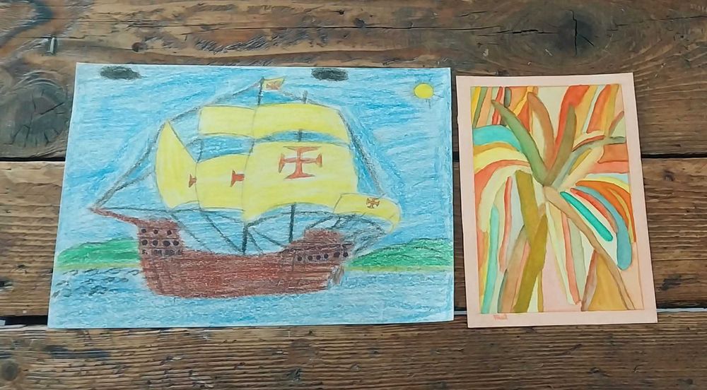 2 Desenhos Infantis Originais VINTAGE, 1 Deles com Assinatura