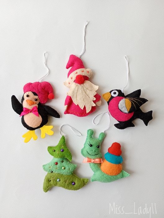 Набор ёлочных игрушек из фетра (5 шт.)