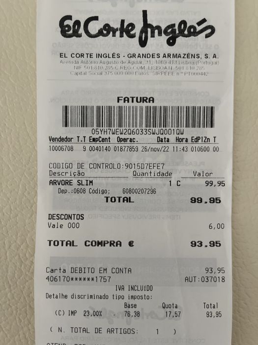 Árvore de Natal slim 2,10 m de altura