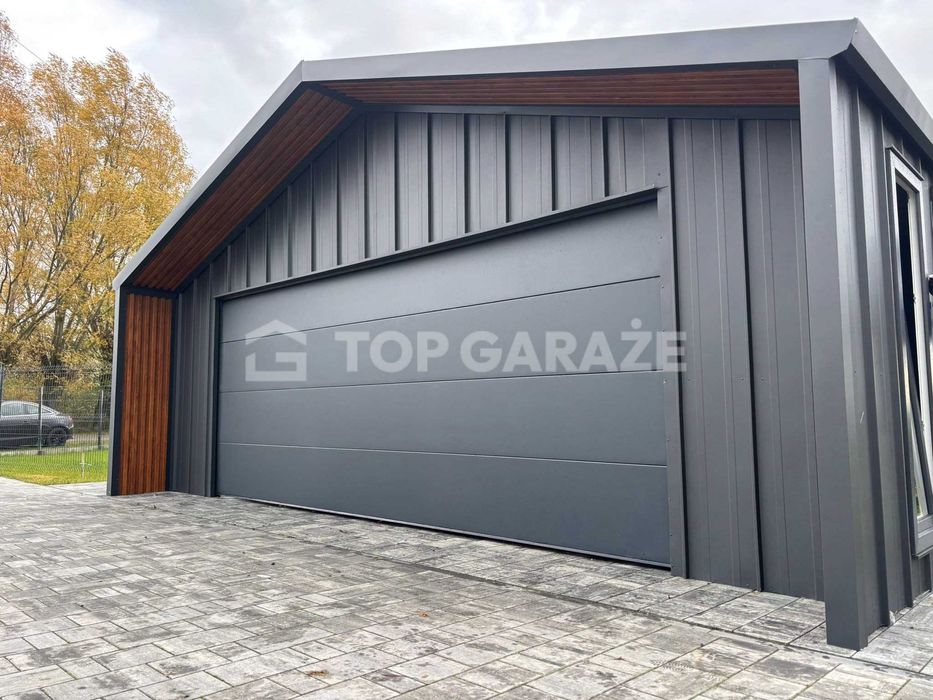 Garaż blaszany dwustanowiskowy 7x5,5m brama segmentowa automat dostawa