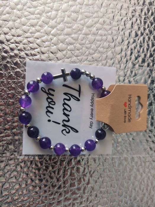 Różaniec na rękę bransoletka ametyst