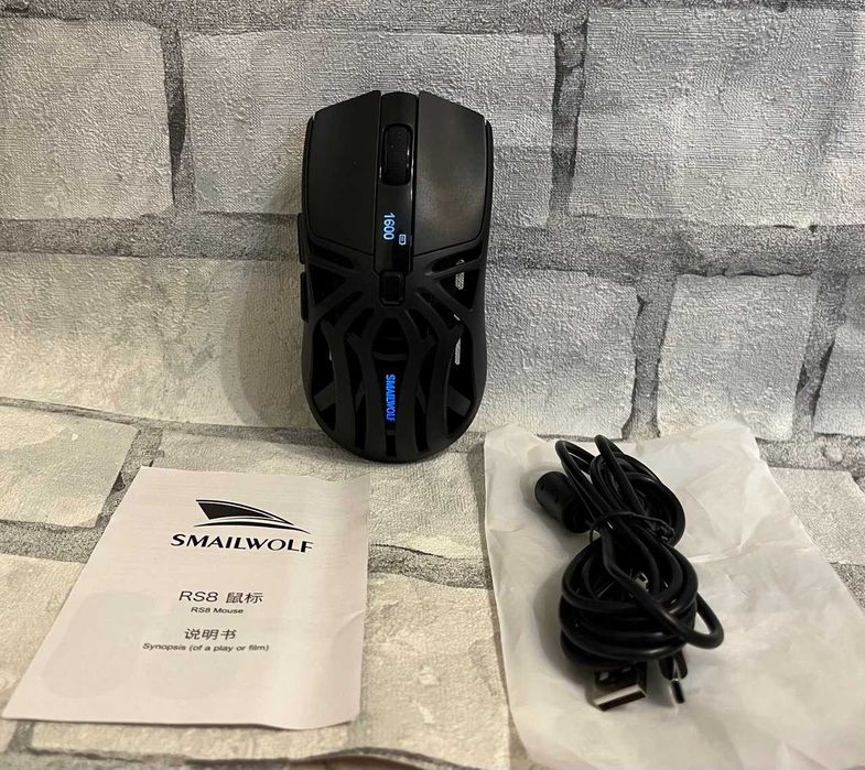 Ігрова мишка, безпровідна SMAILWOLF RS8, з екраном, чорна
